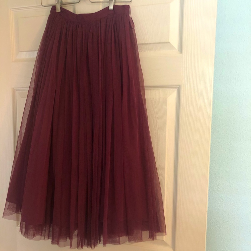 ASOS Dark Purple Tulle maxi pleated layered skirt